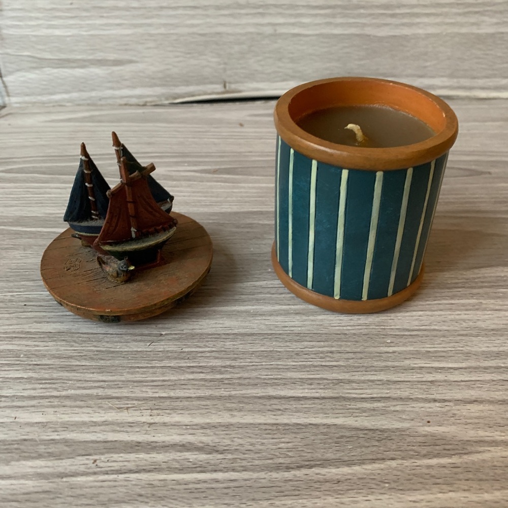 Lang Candle Votive With Topper Sailboat Design Beach Decor Unused